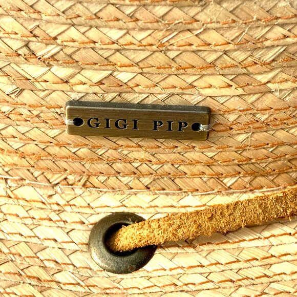 Women’s Gigi Pip Hand Woven Palm Leaves Straw Fedora Hat w/Strap Mexico Size 59 main image 11